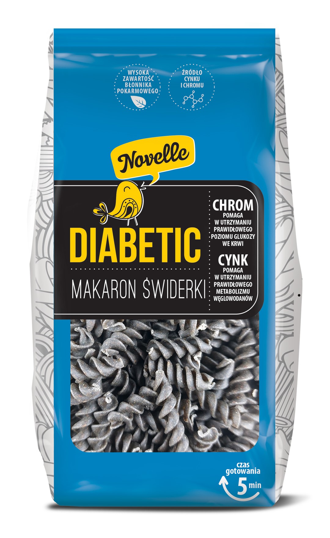 MAKARON (Z SOCZEWICĄ CZARNĄ) DLA DIABETYKÓW ŚWIDERKI 250 g – NOVELLE MAKARON (Z SOCZEWICĄ CZARNĄ) DLA DIABETYKÓW ŚWIDERKI 250 g – NOVELLE