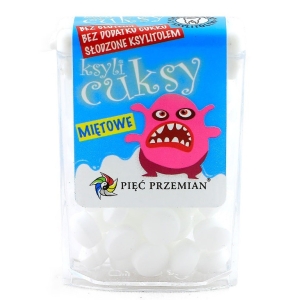 CUKIERKI Z KSYLITOLU KSYLICUKSY O SMAKU MIĘTOWYM BEZGLUTENOWE 13 g – PIĘĆ PRZEMIAN