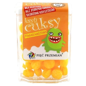 CUKIERKI Z KSYLITOLU KSYLICUKSY O SMAKU POMARAŃCZOWYM BEZGLUTENOWE 13 g – PIĘĆ PRZEMIAN CUKIERKI Z KSYLITOLU KSYLICUKSY O SMAKU POMARAŃCZOWYM BEZGLUTENOWE 13 g – PIĘĆ PRZEMIAN