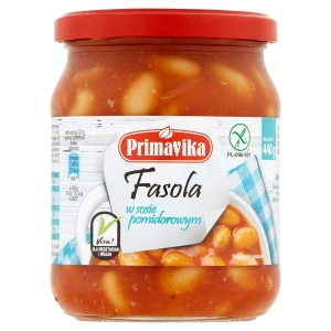 FASOLA W SOSIE POMIDOROWYM BEZGLUTENOWA 440 g – PRIMAVIKA