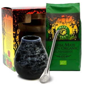 ZESTAW (YERBA MATE BIO 400 g, MATERO (LOSOWY WZÓR), BOMBILLA) – YERBA MATE GREEN ORGANIC
