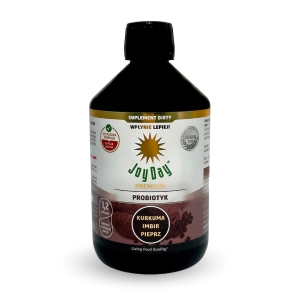 KONCENTRAT NAPOJU PROBIOTYCZNEGO KURKUMA IMBIR PIEPRZ BEZGLUTENOWY BIO 500 ml – JOY DAY