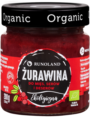 ŻURAWINA DO MIĘS, SERÓW I DESERÓW BIO 200 g – RUNOLAND ŻURAWINA DO MIĘS, SERÓW I DESERÓW BIO 200 g – RUNOLAND