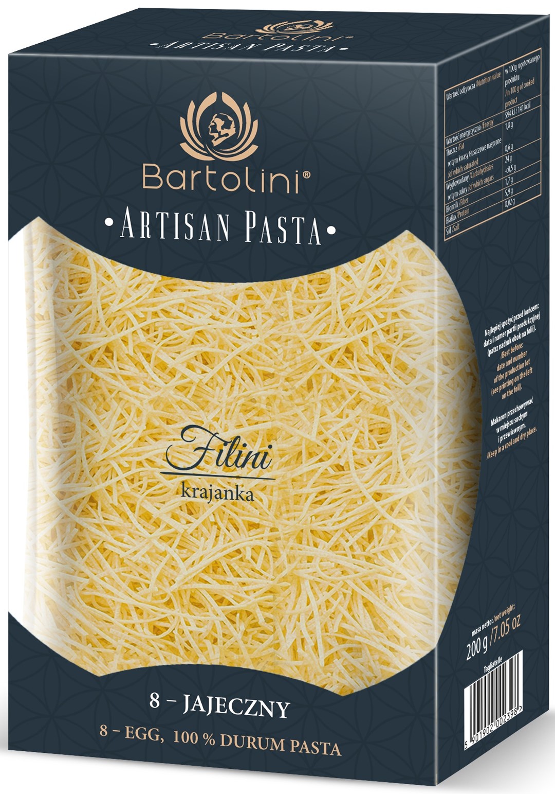 MAKARON (8-JAJECZNY SEMOLINOWY) KRAJANKA ŚREDNIA 200 g – BARTOLINI (ARTISAN PASTA) MAKARON (8-JAJECZNY SEMOLINOWY) KRAJANKA ŚREDNIA 200 g – BARTOLINI (ARTISAN PASTA)