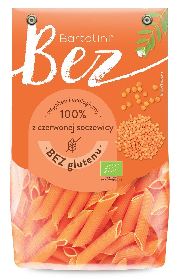MAKARON PROTEINOWY (Z SOCZEWICY CZERWONEJ) PENNE BEZGLUTENOWY BIO 250 g – BARTOLINI MAKARON PROTEINOWY (Z SOCZEWICY CZERWONEJ) PENNE BEZGLUTENOWY BIO 250 g – BARTOLINI