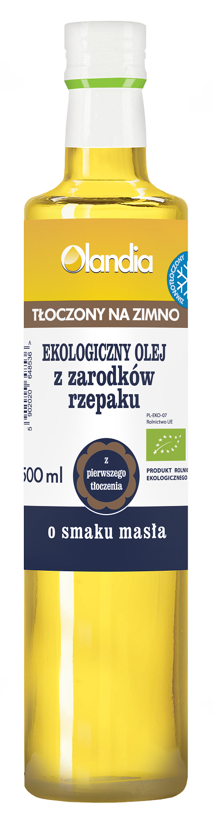 OLEJ Z ZARODKÓW RZEPAKU O SMAKU MASŁA TŁOCZONY NA ZIMNO BIO 500 ml – OLANDIA OLEJ Z ZARODKÓW RZEPAKU O SMAKU MASŁA TŁOCZONY NA ZIMNO BIO 500 ml – OLANDIA