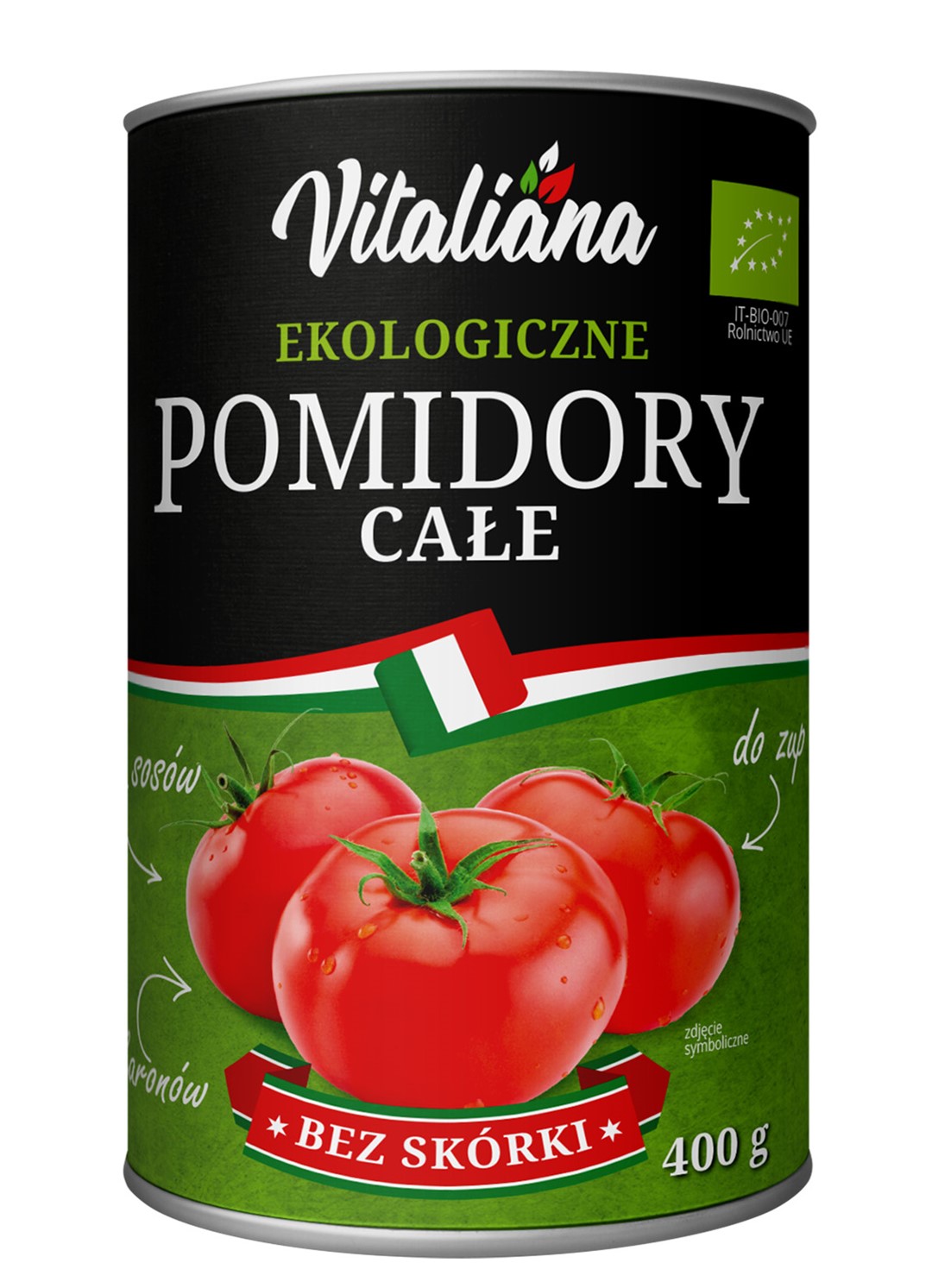 POMIDORY CAŁE BEZ SKÓRKI BIO 400 g – VITALIANA POMIDORY CAŁE BEZ SKÓRKI BIO 400 g – VITALIANA