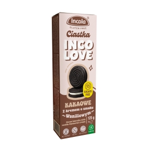 CIASTKA MARKIZY KAKAOWE Z KREMEM O SMAKU WANILIOWYM BEZ CUKRU BEZGLUTENOWE 125 g – INCOLA CIASTKA MARKIZY KAKAOWE Z KREMEM O SMAKU WANILIOWYM BEZ CUKRU BEZGLUTENOWE 125 g – INCOLA