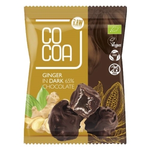IMBIR KANDYZOWANY W CZEKOLADZIE CIEMNEJ 65 % BIO 70 g – COCOA