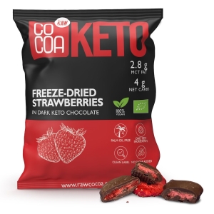 TRUSKAWKI W CZEKOLADZIE CIEMNEJ BEZ DODATKU CUKRÓW KETO BIO 40 g – COCOA