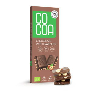 CZEKOLADA Z ORZECHAMI LASKOWYMI BIO 40 g – COCOA