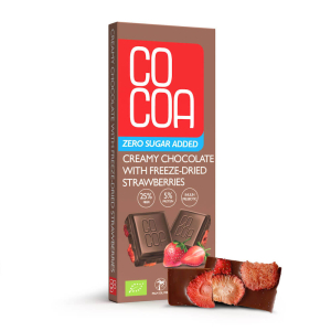 CZEKOLADA CREAMY Z TRUSKAWKAMI BEZ DODATKU CUKRÓW BIO 40 g – COCOA
