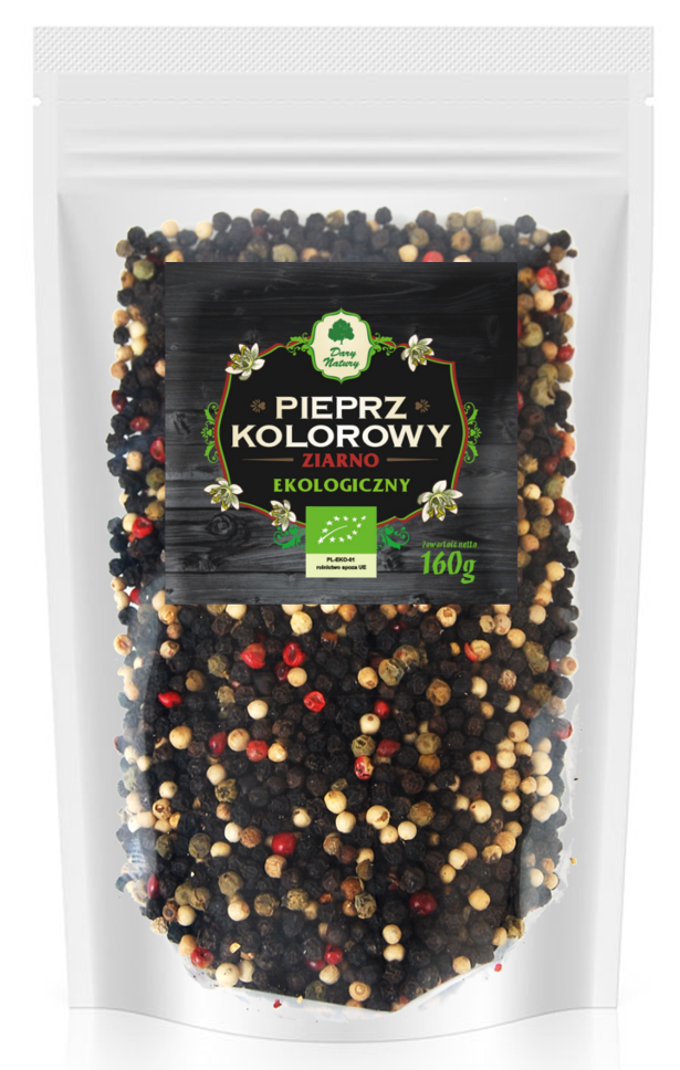 PIEPRZ KOLOROWY ZIARNISTY (UZUPEŁNIENIE) BIO 160 g – DARY NATURY PIEPRZ KOLOROWY ZIARNISTY (UZUPEŁNIENIE) BIO 160 g – DARY NATURY