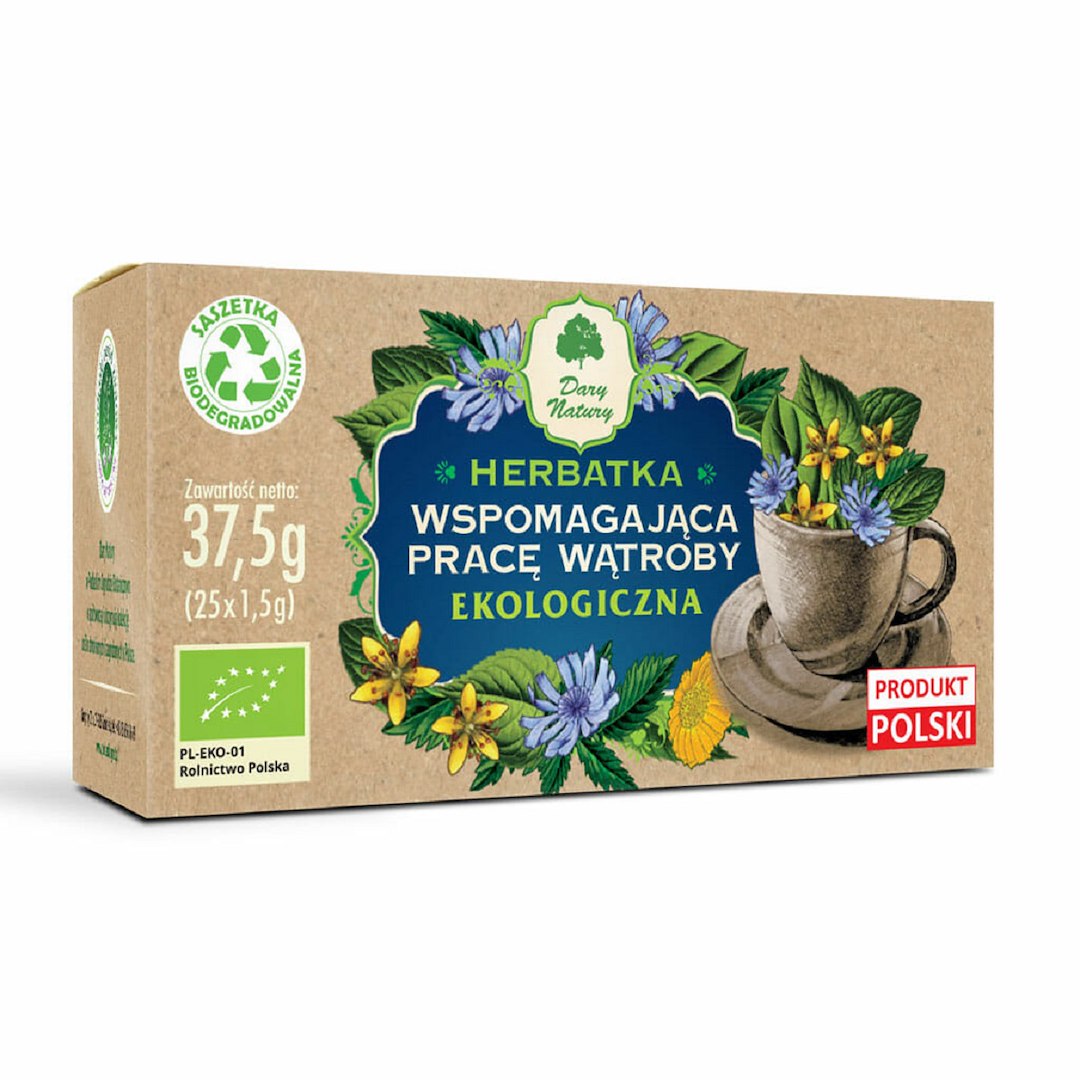 HERBATKA WSPOMAGAJĄCA PRACĘ WĄTROBY BIO (25 x 1,5 g) 37,5 g – DARY NATURY HERBATKA WSPOMAGAJĄCA PRACĘ WĄTROBY BIO (25 x 1,5 g) 37,5 g – DARY NATURY