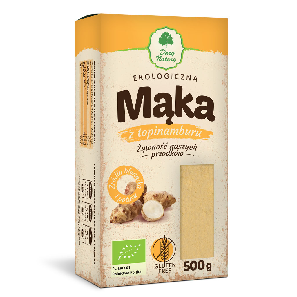 MĄKA Z TOPINAMBURU BEZGLUTENOWA BIO 500 g – DARY NATURY MĄKA Z TOPINAMBURU BEZGLUTENOWA BIO 500 g – DARY NATURY