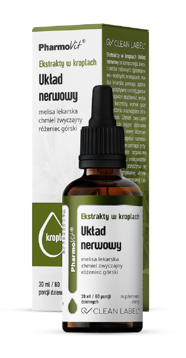 EKSTRAKTY W KROPLACH NA UKŁAD NERWOWY BEZGLUTENOWE 30 ml – PHARMOVIT (CLEAN LABEL) EKSTRAKTY W KROPLACH NA UKŁAD NERWOWY BEZGLUTENOWE 30 ml – PHARMOVIT (CLEAN LABEL)