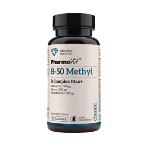 WITAMINA B-50 METHYL B-COMPLEX MAX+ BEZGLUTENOWA 60 KAPSUŁEK – PHARMOVIT (CLASSIC)