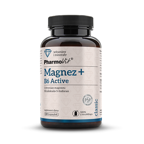 MAGNEZ + WITAMINA B6 ACTIV BEZGLUTENOWY 120 KAPSUŁEK – PHARMOVIT (CLASSIC) MAGNEZ + WITAMINA B6 ACTIV BEZGLUTENOWY 120 KAPSUŁEK – PHARMOVIT (CLASSIC)