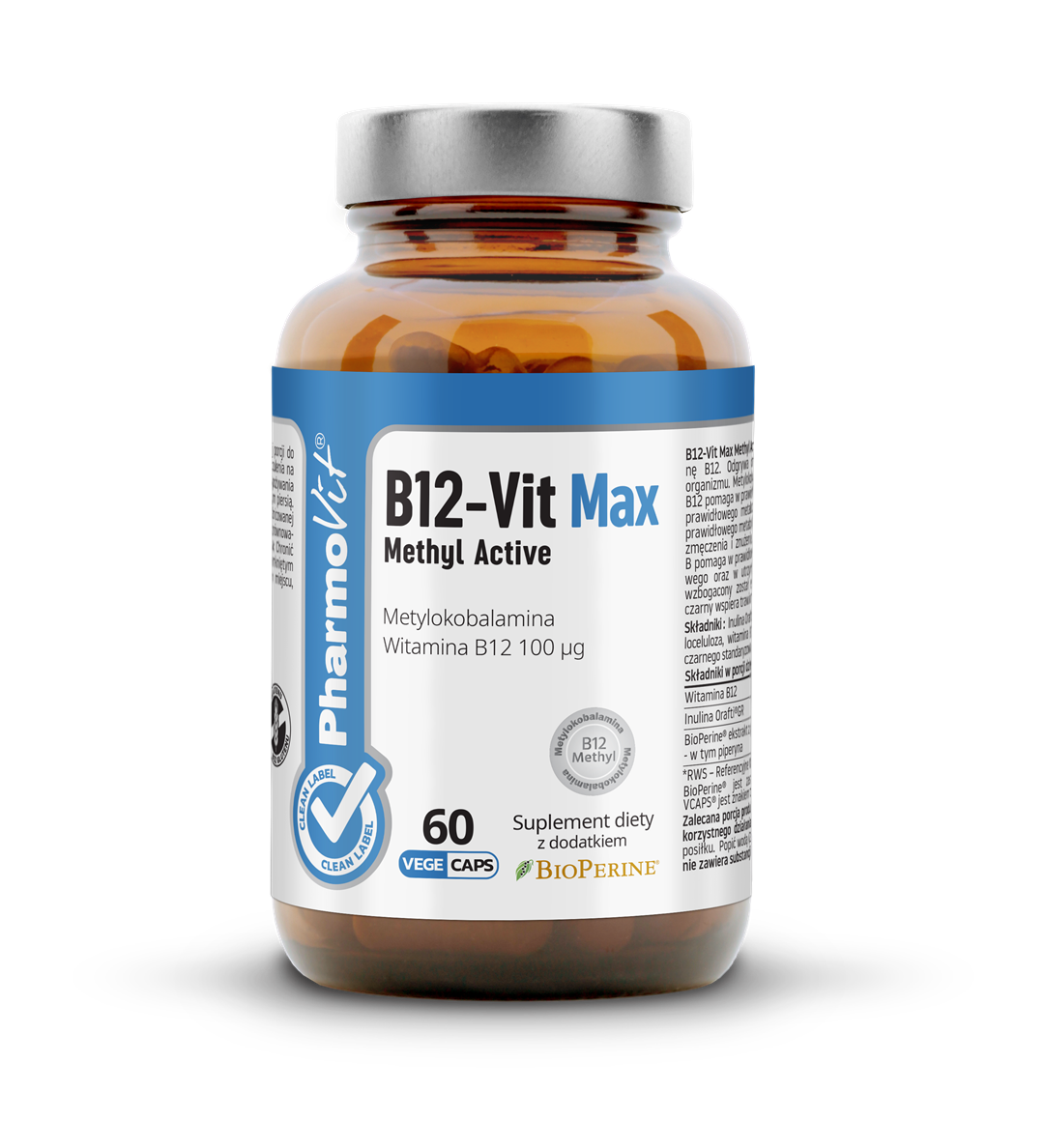 WITAMINA B12 (100 mcg) BEZGLUTENOWA 60 KAPSUŁEK – PHARMOVIT (CLEAN LABEL) WITAMINA B12 (100 mcg) BEZGLUTENOWA 60 KAPSUŁEK – PHARMOVIT (CLEAN LABEL)