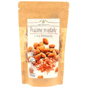 MIGDAŁY PRAŻONE Z SOLĄ KŁODAWSKĄ BEZGLUTENOWE 100 g – PIĘĆ PRZEMIAN
