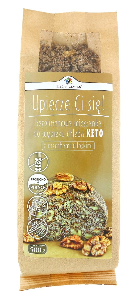 MIESZANKA DO WYPIEKU CHLEBA Z ORZECHAMI WŁOSKIMI BEZ DODATKU CUKRÓW BEZGLUTENOWA KETO 500 g – PIĘĆ PRZEMIAN MIESZANKA DO WYPIEKU CHLEBA Z ORZECHAMI WŁOSKIMI BEZ DODATKU CUKRÓW BEZGLUTENOWA KETO 500 g – PIĘĆ PRZEMIAN