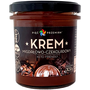 KREM MIGDAŁOWO – CZEKOLADOWY BEZ DODATKU CUKRÓW BEZGLUTENOWY KETO 300 g – PIĘĆ PRZEMIAN KREM MIGDAŁOWO – CZEKOLADOWY BEZ DODATKU CUKRÓW BEZGLUTENOWY KETO 300 g – PIĘĆ PRZEMIAN