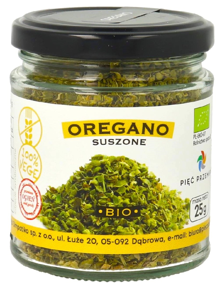 OREGANO SUSZONE BEZGLUTENOWE BIO 25 g – PIĘĆ PRZEMIAN OREGANO SUSZONE BEZGLUTENOWE BIO 25 g – PIĘĆ PRZEMIAN