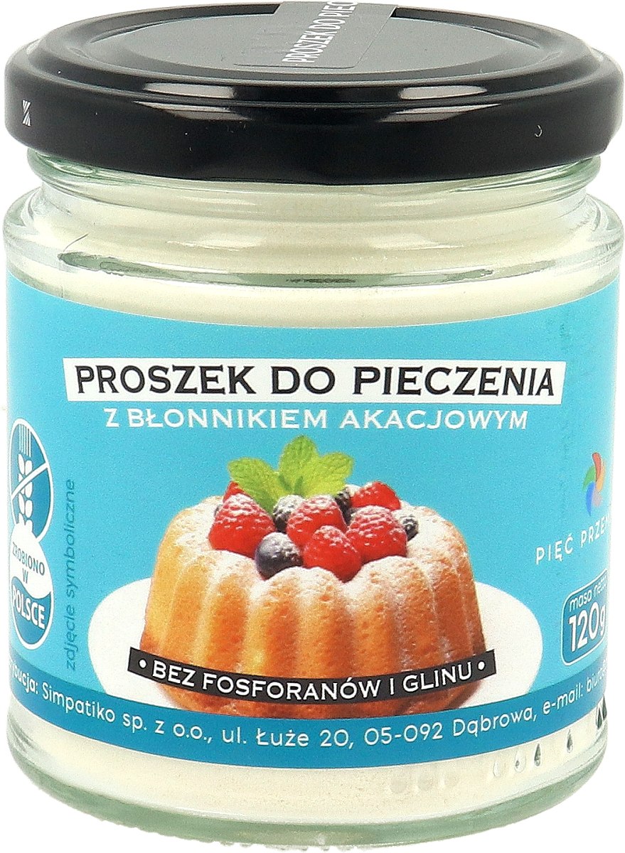 PROSZEK DO PIECZENIA Z BŁONNIKIEM AKACJOWYM BEZGLUTENOWY 120 g – PIĘĆ PRZEMIAN PROSZEK DO PIECZENIA Z BŁONNIKIEM AKACJOWYM BEZGLUTENOWY 120 g – PIĘĆ PRZEMIAN