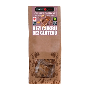 CIASTKA OWSIANE Z MIGDAŁAMI I CZEKOLADĄ BEZ DODATKU CUKRÓW BEZGLUTENOWE 150 g – PURE&GOOD