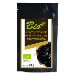 CZARNY CZOSNEK MIELONY SUSZONY BEZGLUTENOWY BIO 20 g – PRZETWORY Z NATURY