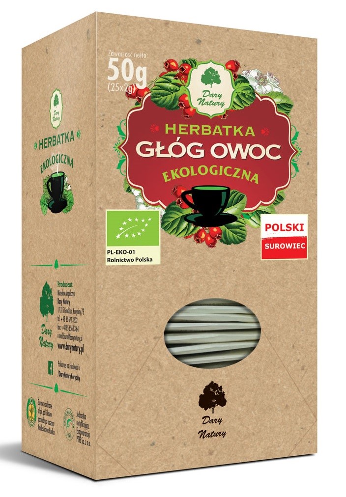 HERBATKA OWOC GŁOGU BIO (25 x 2 g) 50 g – DARY NATURY HERBATKA OWOC GŁOGU BIO (25 x 2 g) 50 g – DARY NATURY
