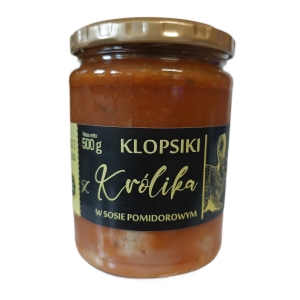 KLOPSIKI Z KRÓLIKA W SOSIE POMIDOROWYM 500 g – AMCIU