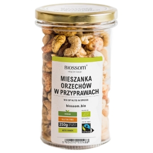 MIX ORZECHÓW W PRZYPRAWACH FAIR TRADE BEZGLUTENOWE BIO 250 g – BIOSSOM