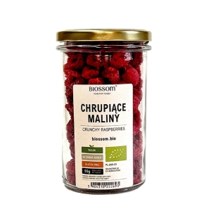 MALINY LIOFILIZOWANE CHRUPIĄCE BEZGLUTENOWE BIO 55 g – BIOSSOM