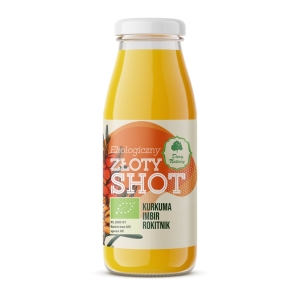SHOT ZŁOTY NA ODPORNOŚĆ KURKUMA – IMBIR – ROKITNIK BIO 250 ml – DARY NATURY