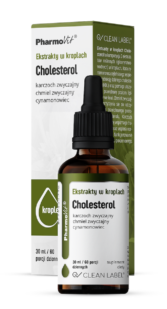EKSTRAKTY W KROPLACH NA PRAWIDŁOWY POZIOM CHOLESTEROLU BEZGLUTENOWE 30 ml – PHARMOVIT (CLEAN LABEL) EKSTRAKTY W KROPLACH NA PRAWIDŁOWY POZIOM CHOLESTEROLU BEZGLUTENOWE 30 ml – PHARMOVIT (CLEAN LABEL)