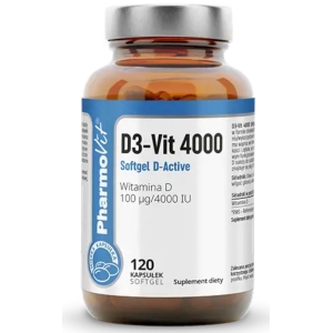 WITAMINA D3-VIT 100 mcg (4000 j.m) BEZGLUTENOWA 120 KAPSUŁEK – PHARMOVIT (CLEAN LABEL)