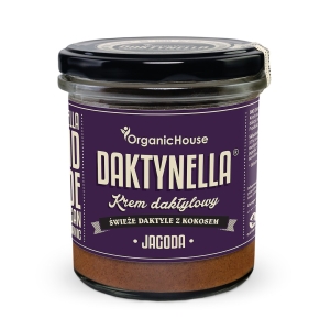 KREM KOKOS – DAKTYLE MEDJOOL – JAGODA BEZGLUTENOWY BIO 280 g – ORGANICHOUSE (DAKTYNELLA)