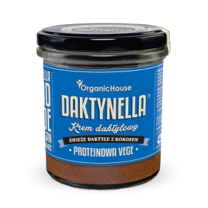 KREM PROTEINOWY KOKOS – DAKTYLE MEDJOOL BEZGLUTENOWY BIO 280 g – ORGANICHOUSE (DAKTYNELLA)
