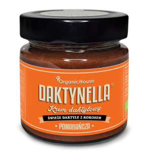 KREM KOKOS – DAKTYLE MEDJOOL – POMARAŃCZA BEZGLUTENOWY BIO 190 g – ORGANICHOUSE (DAKTYNELLA)