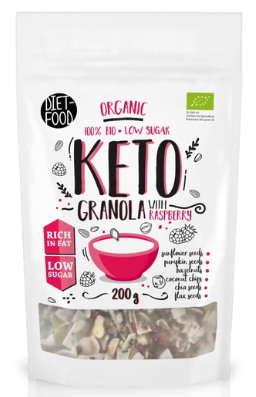 GRANOLA MALINOWA BEZ DODATKU CUKRÓW KETO BIO 200 g – DIET-FOOD GRANOLA MALINOWA BEZ DODATKU CUKRÓW KETO BIO 200 g – DIET-FOOD
