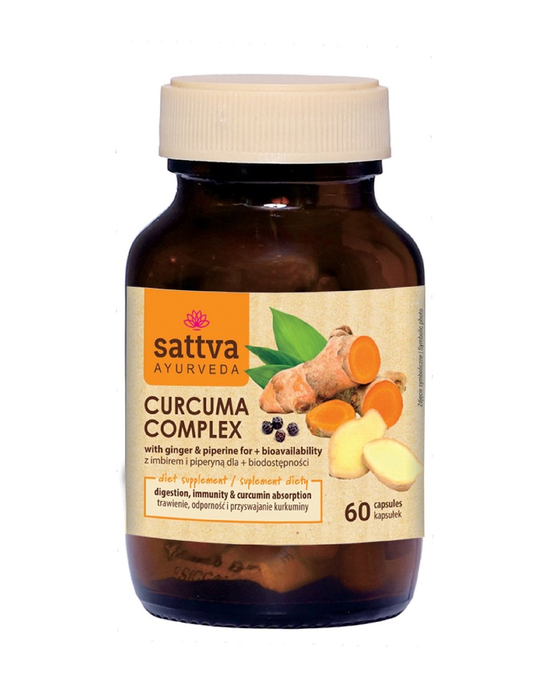 KURKUMA + IMBIR + PIPERYNA 60 KAPSUŁEK – SATTVA (AYURVEDA) KURKUMA + IMBIR + PIPERYNA 60 KAPSUŁEK – SATTVA (AYURVEDA)