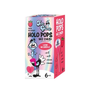 LIZAK SERCE HOLO POPS O SMAKU MALINOWYM NA GARDŁO BEZ CUKRU BEZGLUTENOWY (6 szt.) 36 g – JOE GLOW LIZAK SERCE HOLO POPS O SMAKU MALINOWYM NA GARDŁO BEZ CUKRU BEZGLUTENOWY (6 szt.) 36 g – JOE GLOW