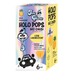 LIZAK SERCE HOLO POPS O SMAKU ANANASOWYM Z IMBIREM NA OBJAWY LOKOMOCYJNE BEZ CUKRU BEZGLUTENOWY (6 szt.) 36 g – JOE GLOW