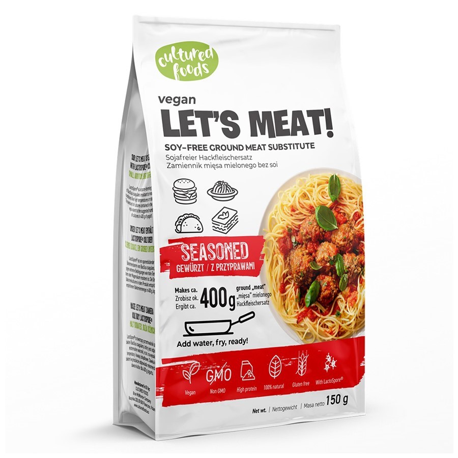 ZAMIENNIK MIĘSA MIELONEGO Z PRZYPRAWAMI BEZGLUTENOWY 150 g – CULTURED FOODS ZAMIENNIK MIĘSA MIELONEGO Z PRZYPRAWAMI BEZGLUTENOWY 150 g – CULTURED FOODS