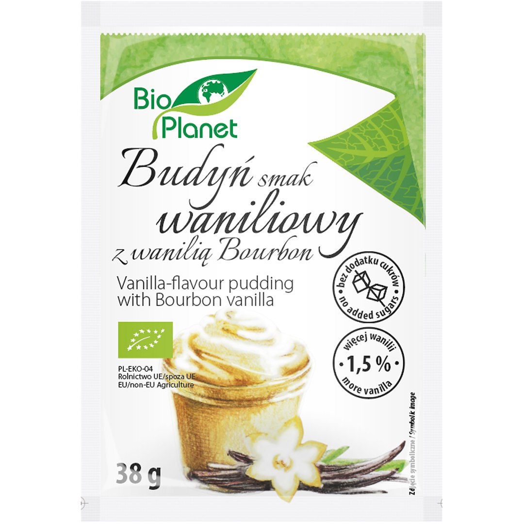 BUDYŃ O SMAKU WANILIOWYM Z WANILIĄ BOURBON BIO 38 g – BIO PLANET BUDYŃ O SMAKU WANILIOWYM Z WANILIĄ BOURBON BIO 38 g – BIO PLANET