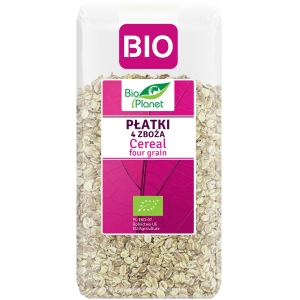 PŁATKI 4 ZBOŻA (ORKISZ, OWIES, JĘCZMIEŃ, ŻYTO) BIO 300 g – BIO PLANET