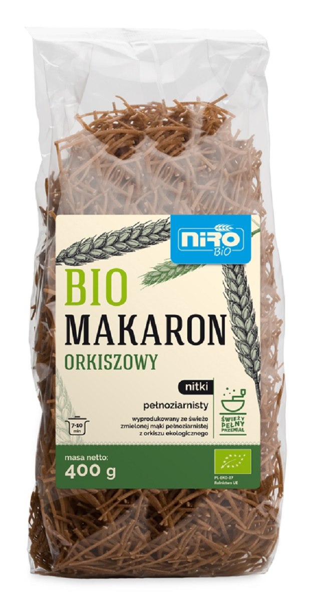 MAKARON (ORKISZOWY RAZOWY) NITKI BIO 400 g – NIRO MAKARON (ORKISZOWY RAZOWY) NITKI BIO 400 g – NIRO