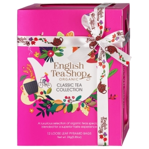 KOLEKCJA HERBAT I HERBATEK KLASYCZNYCH BIO PIRAMIDKI (CLASSIC RÓŻOWE – 12 SMAKÓW) (12 x 2 g) 24 g – ENGLISH TEA SHOP ORGANIC