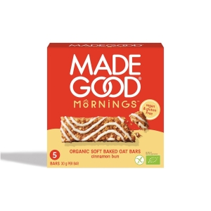 BATONY OWSIANE SOFT Z CYNAMONEM W POLEWIE WANILIOWEJ BEZGLUTENOWE BIO (5 x 30 g) 150 g – MADEGOOD MORNINGS